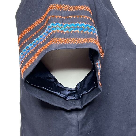 Brooks Brothers NWT navy blue tailored short sleeve top with embroidered sleeves - Picture 4 of 13